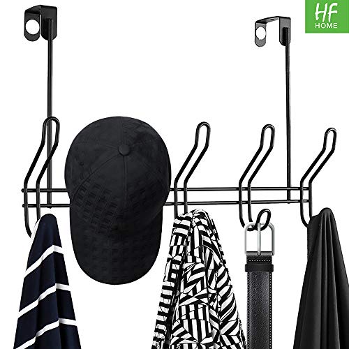 Over The Door 5 Hook Rack - Clothes, Coat, Hat, Belt, Towels - Stylish Over Door Hanger for Home or Office Use (Pack of 1)