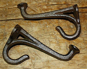 2 Cast Iron Tack Saddle Hook Style Coat Hooks Hat Hook Rack Hall Tree Brown , Heavy Duty Metal Decorative , Coat Hook , Hat Hook - Wall Mounted , Wall Hook , Coat Hanger ,Single Hooks For Bath