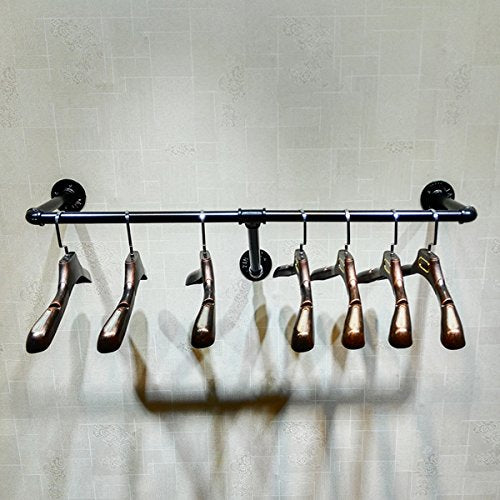 FURVOKIA Industrial Pipe Floating Wall Clothes Rack Clothing Store Display Shelf Closet Organization Retail Display Stand (One Pipe Shelves, Black, 47