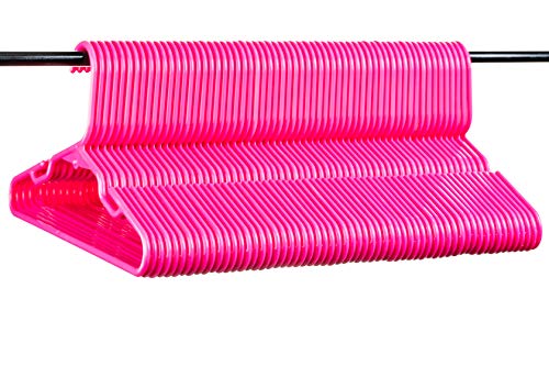 Neaties American Made 60 Premium Children's Pink Plastic Hangers with Notches and Heavy Duty Flexible Construction, 60pk