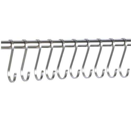 Youfui 10 Pack Flat S Hooks Heavy Duty Hanging Hooks 304 Stainless Steel S Shaped Metal Kitchen Pot Pan Hangers Rack Hooks (M/Flat/10pcs)