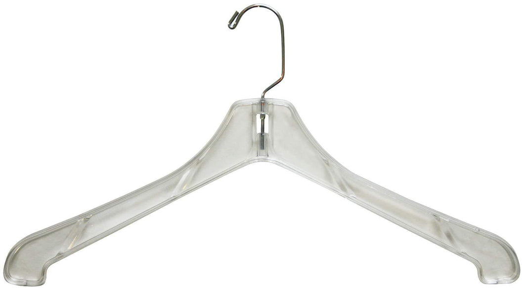 The Great American Hanger Company Heavy Duty Clear Plastic Coat Hanger, Box of 100 Sturdy 1/2 Inch Thick Top Hangers w/ 360 Degree Chrome Swivel Hook for Jacket or Uniform