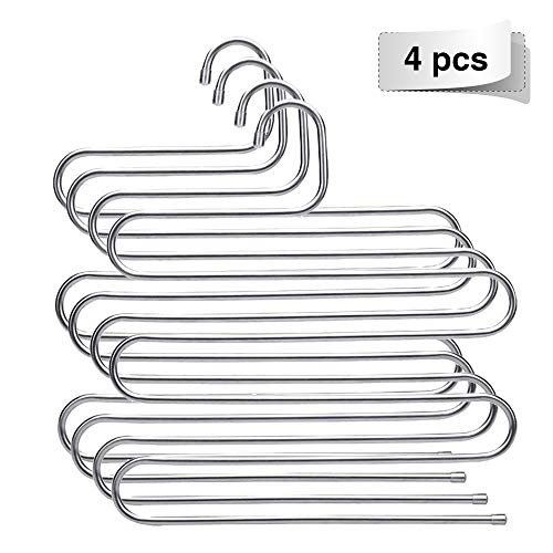 Eleling 5 Layers Pants Clothes Rack S Shape Multi-Purpose Hangers For Trousers Tie Organizer Storage Hanger