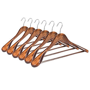 Coat Hangers 6-Pack, Royalhanger Suit Hangers Wooden Hangers Extra Wide Shoulder for Heavy Coat, Sweater Pant,Retro Finish