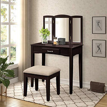 Discover harper bright designs vanity table set with mirror cushioned stool dressing table make up vanity dresserespresso