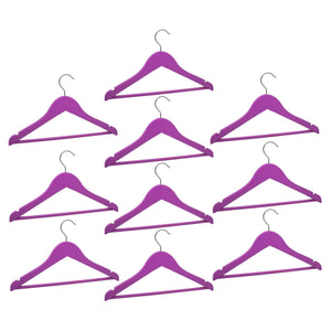 Harbour Housewares Children's Wooden Clothes Hanger - Purple - Pack of 10