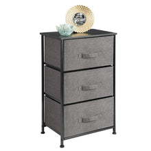 Discover the mdesign vertical dresser storage tower sturdy steel frame wood top easy pull fabric bins organizer unit for bedroom hallway entryway closets textured print 3 drawers charcoal gray black