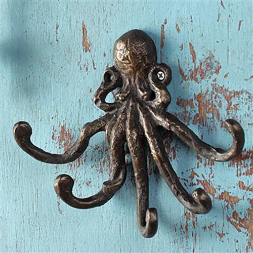 Coastal Marine Ocean Sea Giant Octopus Kraken Wall Mount Iron Coat Key Hook Hanger Treasures of Caribbean Islands