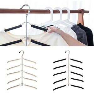 Longlasting Multi-Layer Suit Hangers, Stainless Steel Seamless Pant Slack Hangers Space Save Hanger Rack Household (Beige)