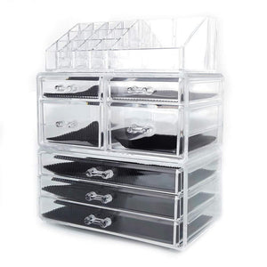 Featured offeir us stock clear acrylic stackable cosmetic makeup storage cube organizer jewelry storage drawers case great for bathroom dresser vanity and countertop 3 pieces set 4 small 3 large drawers