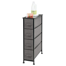 Results mdesign narrow vertical dresser storage tower sturdy metal frame wood top easy pull fabric bins organizer unit for bedroom hallway entryway closet textured print 4 drawers charcoal gray