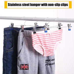 Clothes Hangers Stainless Steel with Non Slip Clips Hangers for Pants Metal Skirt Hangers Heavy Duty Slack Hangers Adjustable Clips Resistant Plated for Skirt Clothes Jeans Shorts Trousers (20 Pack)