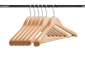 A1 Hangers Natural wooden hangers (Set of 6) Extra thick clothes hangers for coat hanger and suit hangers