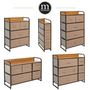 Purchase mdesign dresser storage chest sturdy metal frame wood top easy pull fabric bins organizer unit for bedroom hallway entryway closet textured print 4 drawers coffee espresso brown