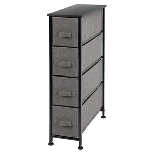 Select nice mdesign narrow vertical dresser storage tower sturdy metal frame wood top easy pull fabric bins organizer unit for bedroom hallway entryway closet textured print 4 drawers charcoal gray