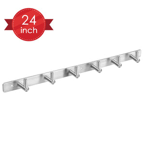 Amzdeal Coat Hook Wall Mounted 304 Stainless Steel Heavy Duty Coat Rack Door Hooks Bathroom Towel Hooks with 6 Hooks can Hold 30kg(66lb)