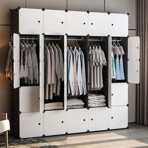 Shop yozo modular wardrobe clothes closet plastic dresser multi use portable cube storage organizer bedroom armoire 25 cubes depth 18 inches black