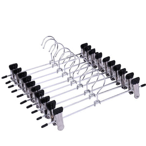 Aizhy Trouser Hanger Strong Chrome Pants Skirt Coat Hangers with Non-Slip Clips 28cm (11"),Pack of 10