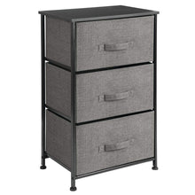 Get mdesign vertical dresser storage tower sturdy steel frame wood top easy pull fabric bins organizer unit for bedroom hallway entryway closets textured print 3 drawers charcoal gray black