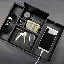 Best lifomenz co mens valet tray with charging station nightstand dresser organizer mens catchall tray for keys phone wallet coin jewelry sunglasses watch