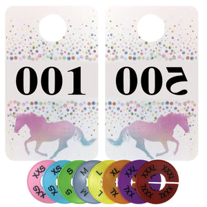 Live Sales Reverse Numbered Tags - Plastic Coat Hanger Number Tags | Mirrored & Normal Numbers for Facebook Live Sales | Lularoe Number Tags | Bundled with Round Size Tags (001-500 (+ 32 Size Tags))