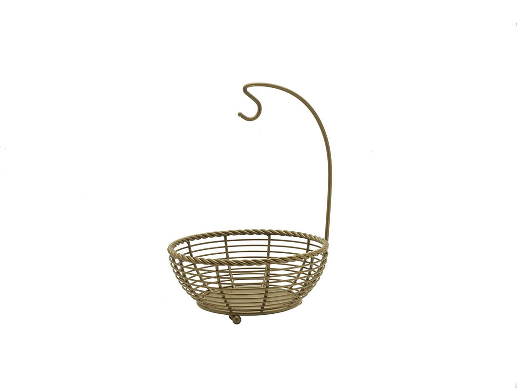 Gourmet Basics by Mikasa 5207452 Rope Metal Fruit Basket with Banana Hook, Antique Black