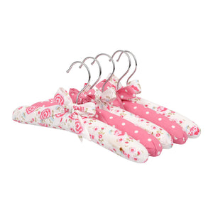 NEOVIVA Heavy Duty Coat Hangers for Kids Hanging Closet Storage, Girls Clothes Hanger Set of 5, Floral Prism Pink
