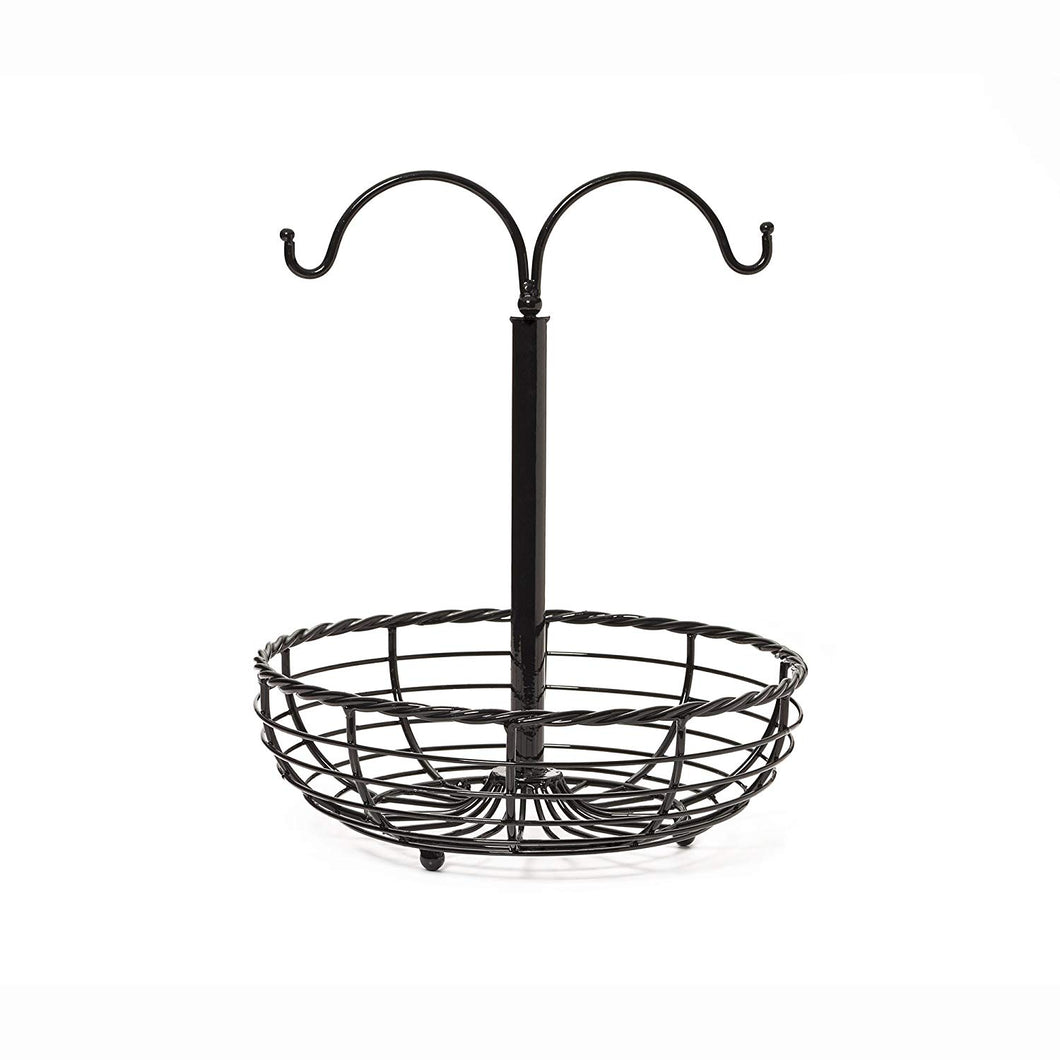 Gourmet Basics by Mikasa Wire Rope Fruit Basket with Double Banana Hook, Black