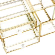 Discover the best antique beauty display clear glass 3drawers palette organizer cosmetic storage makeup container 3cube hoder beauty dresser vanity cabinet decorative keepsake box