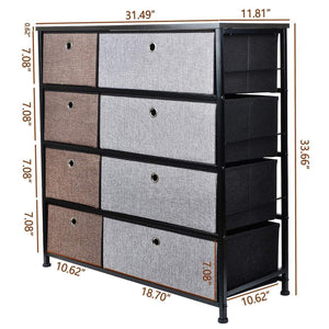 Shop here extra wide fabric storage organizer mixed colors clothes drawer dresser with sturdy steel frame wooden tabletop easy pull fabric bins organizer unit for bedroom hallway entryway closet 8drawers