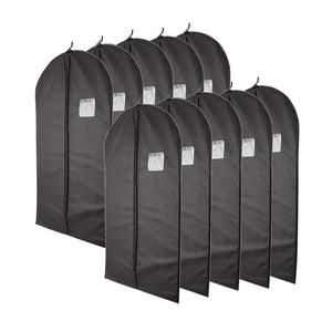 Plixio 40" Black Garment Bags for Clothing Storage of Suits, Dresses & Dance Costumes-Includes Zipper & Transparent Window (10 Pack) (Renewed)