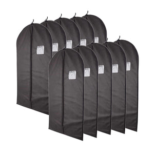 Plixio 40" Black Garment Bags for Clothing Storage of Suits, Dresses & Dance Costumes-Includes Zipper & Transparent Window (10 Pack)