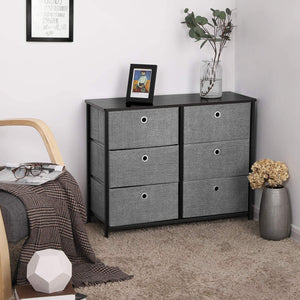 Great songmics 3 tier wide dresser storage unit with 6 easy pull fabric drawers metal frame and wooden tabletop for closet nursery hallway 31 5 x 11 8 x 24 8 inches gray ults23g