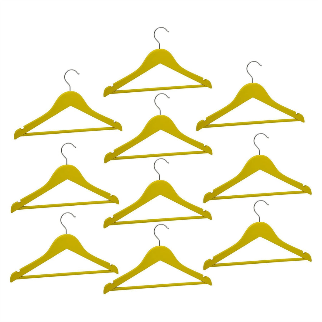 Harbour Housewares Children's Wooden Clothes Hanger - Yellow - Pack of 10