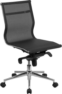 Commercial Grade Mid-Back Transparent Black Mesh Executive Swivel Office Chair with Synchro-Tilt Mechanism