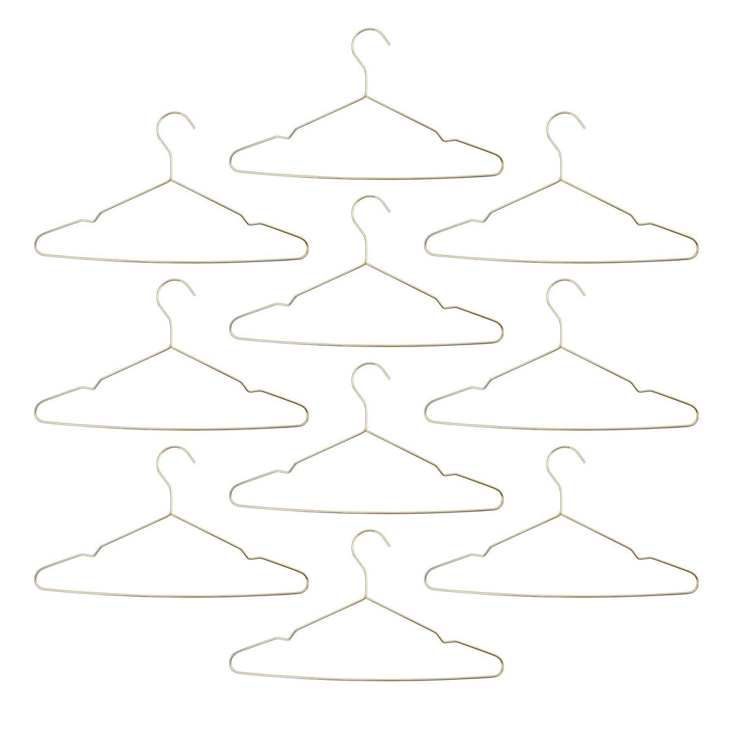 Harbour Housewares Metal Wire Clothes Hangers - Gold - Pack of 10
