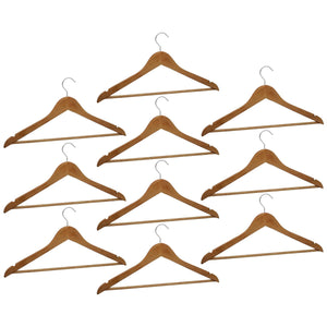 Harbour Housewares Wooden Clothes Hanger - Natural Wood - Pack of 10