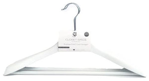 Closet Spice Rubber Coated Wide Shoulder Plastic Non-Slip Coat Hangers with Non-Slip Pant Bar - Set of 4 (White)