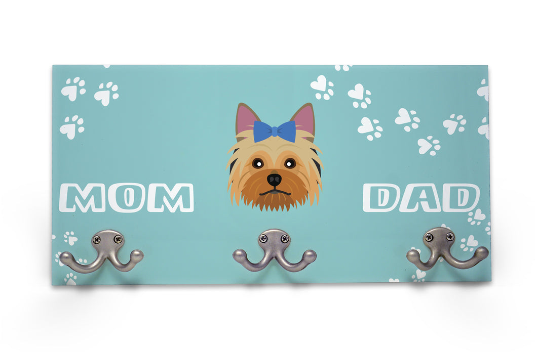 Wall Mounted Coat Rack - Yorkshire Terrier - Blue Bow