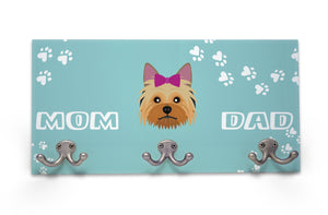 Wall Mounted Coat Rack - Yorkshire Terrier - Pink Bow